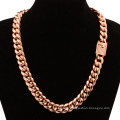 10/12/14mm Hip Hop Stainless Steel Jewelry Rose Gold Encrypted Cuban Chain Thick Necklace